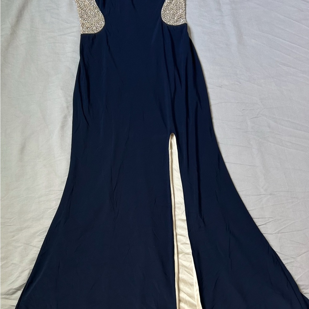 Xscape Blue Maxi Dress with Elegant Flow